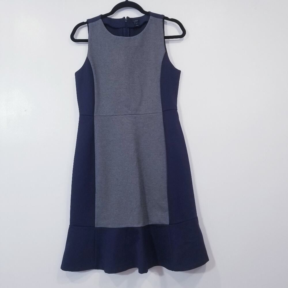J. Crew Color Block Gray Navy Sleeveless Dress